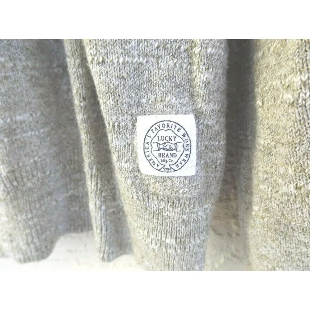 Lucky Brand L Oatmeal V-neck Raglan Sleeve Cotton Sweater Layering Lightweight